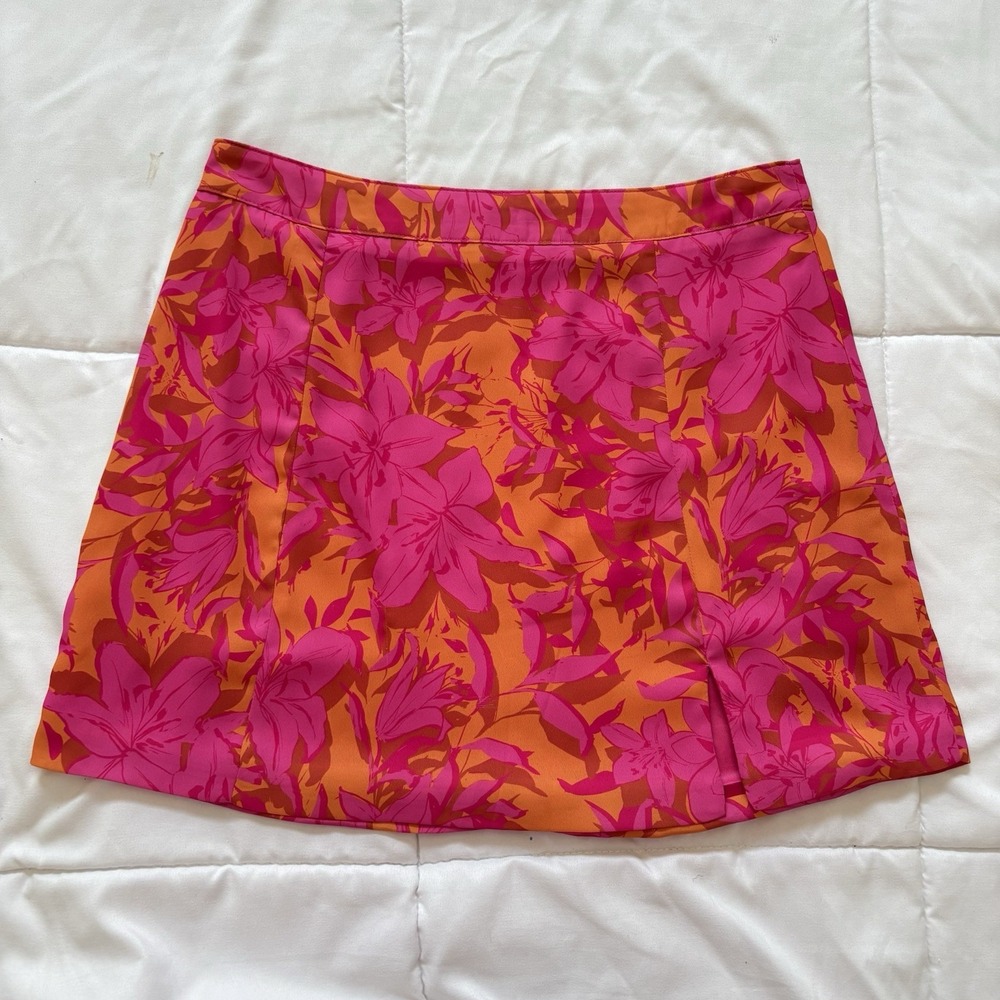 Womens Medium Mini Skirt Pink Orange Beach Whimsy Dainty‎ Feminine Dreamcore